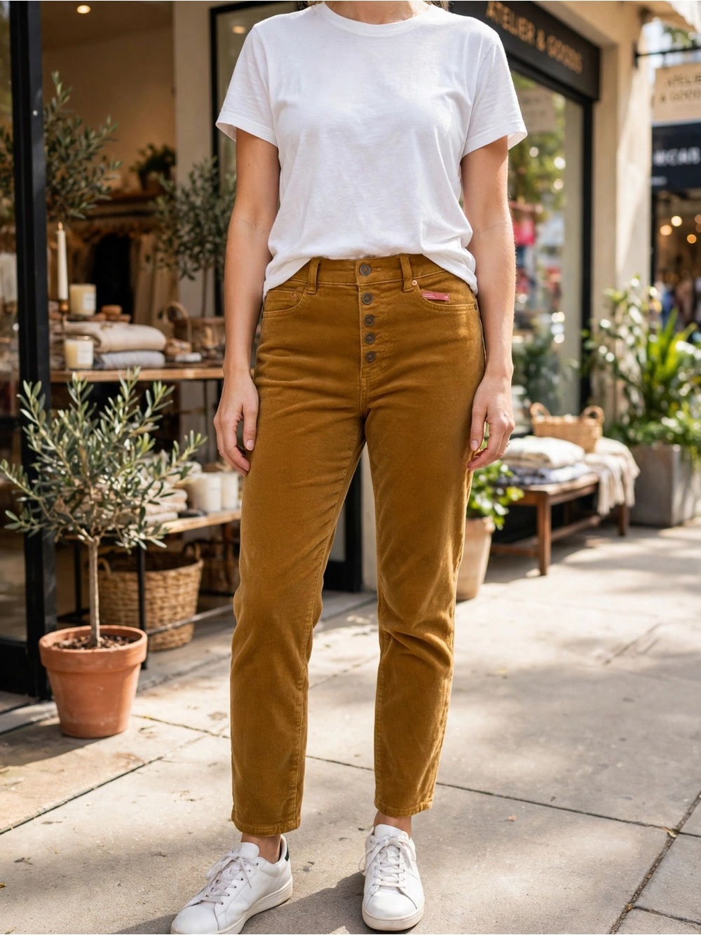 Anthropology High-Waist Corduroy Women’s Jeans in Mustard